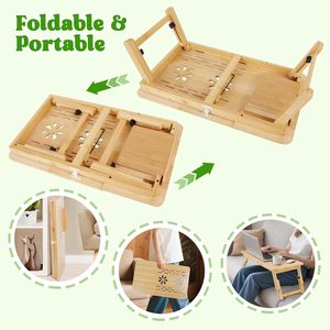 Nouveau bureau d'ordinateur portable réglable en bambou avec tiroir <span class=keywords><strong>plateau</strong></span> de <span class=keywords><strong>lit</strong></span> d'ordinateur portable de chevet avec conception de ventilateur <span class=keywords><strong>pour</strong></span> bureau surf lecture manger - Product Image 5