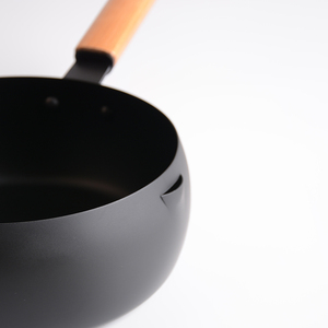 Sartén profunda de acero al carbono de alta calidad con mango de madera para cocinar salteado, uso esencial en la <span class=keywords><strong>cocina</strong></span> - Product Image 3