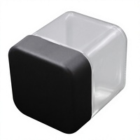 Pot en verre transparent carré de 3 oz (90 ml) avec couvercle noir résistant aux enfants pour l'emballage de crème de soin de la peau