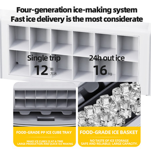 Mini máquina para hacer hielo, 30,7x23,7x32cm, Control táctil, hielo en cubos para oficina, dormitorio, 4-8 personas, eléctrica, 220V-240V o 110V - Product Image 4