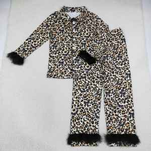In Stock Halloween Adult Women's Button <b>Feather</b> Solid Long Sleeves Breathable Mommy Pajamas Outfits New Designs Sleepwear Sets - Product Image 2