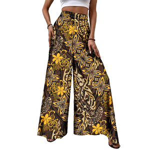 <span class=keywords><strong>Pantaloni</strong></span> da <span class=keywords><strong>Donna</strong></span> <span class=keywords><strong>con</strong></span> Stampa Tribale Samoana Polinesiana, <span class=keywords><strong>Vita</strong></span> Alta, Gamba Larga, Vestibilità Ampia, Taglie Forti - Product Image 2