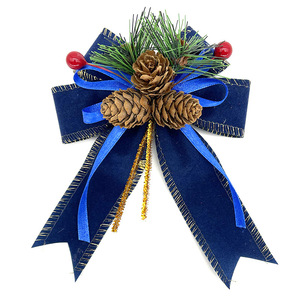 Lazo de Terciopelo con Adorno de Piña de Pino Navideña al por Mayor para Decoración de Árboles, Coronas y Cajas de Regalo - Product Image 1