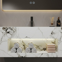 Meuble-lavabo mural de luxe moderne avec double vasque, miroir LED intelligent et éclairage intégré pour salle de bain