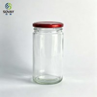 Pot en verre cylindrique haut et fin de 450 ml, transparent, avec couvercle fileté, pour la mise en conserve à domicile et l'emballage alimentaire commercial