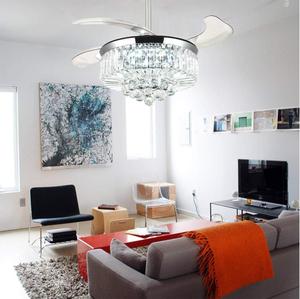 Ventilador de Teto Retrátil de Cristal de 42\" com Luz <span class=keywords><strong>LED</strong></span> 72W Controle Remoto Design de Iluminação e Circuito 55*55*30cm - Product Image 2