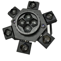 Foco de Cabeza Móvil de Haz LED Ojo de Abeja de 6 Brazos con Carcasa de Aleación y Efecto Láser Rojo y Verde, Bola de Música para DJ Disco, LUCES LÁSER
