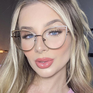 4127 mode femmes oeil de chat Anti lumière bleue lunettes <span class=keywords><strong>Uv</strong></span> <span class=keywords><strong>400</strong></span> Lentes 2024 métal myopie lunettes cadre lunettes rétro cadre optique - Product Image 4