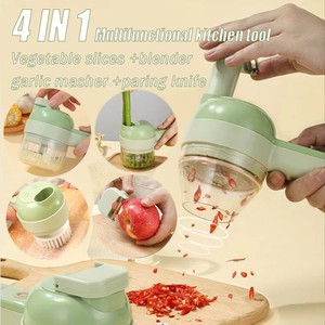 Coupe-légumes électrique multifonctionnel 4-en-1 Hachoir à ail en plastique avec tranchage <span class=keywords><strong>et</strong></span> pressage Caractéristiques de mélange - Product Image 2