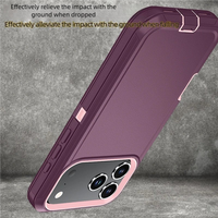 2025 nouvelle coque de téléphone antichoc robuste à 3 couches pour iPhone 17/16/15 série défense à 3 couches avec clip de ceinture et béquille