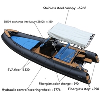 Bateau gonflable à coque en fibre de verre de luxe 20ft avec PVC Hypalon 600 1.2mm d'épaisseur pour les excursions de pêche Sports nautiques pour les plongeurs
