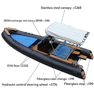 Bateau gonflable à coque en fibre de verre de luxe 20ft avec PVC Hypalon 600 1.2mm d'épaisseur pour les excursions de pêche Sports nautiques pour les plongeurs - Product Image 2