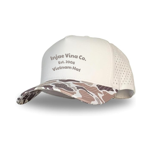 Casquette de golf imperméable à logo imprimé, à visière incurvée, à deux tons, structurée, à 5 panneaux, découpée au laser, perforée, camouflage, pour la chasse, ODM OEM - Product Image 5