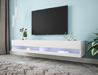 Meuble TV en bois avec panneaux LED et 4 tiroirs, unité TV moderne pour salon, installation facile