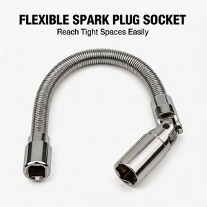 Guest Quality Spark Plug Sleeve 16mm Flexible Shaft <b>Extension</b> Rod Deep Hex <b>Socket</b> Mirror Polished Finish - Product Image 5