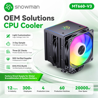 Refroidisseur à double ventilateur, 6 caloducs en cuivre, cadre noir, RGB PWM 4 broches, pour distributeur en gros avec logo personnalisé, commande OEM en gros, expédition rapide