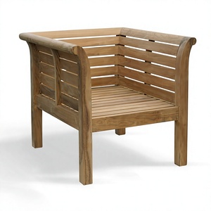 Chaise de terrasse en teck et rotin antique - Meubles de jardin d'extérieur pour usage en cour - Product Image 1