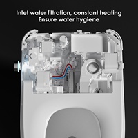 Inodoro Inteligente de Cerámica Moderno con Descarga por Sifón, Bidé con Apertura Automática, Control Remoto, Asiento con Calefacción y Garantía de 5 Años
