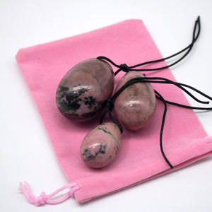 Top Popular Natural Rhodonite Jade Egg Gemstone Kegel Ball Masajeador facial para resiliencia emocional Bienestar Aplicación corporal - Product Image 4