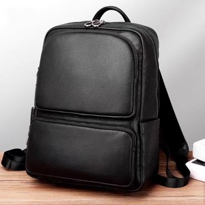 Business Genuine Leather Backpack <b>20L</b> Anti-Theft Men's Travel <b>Bag</b> Solid Color Breathable Interior Zipper Pocket - Product Image 2