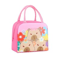 Sac à déjeuner isotherme en tissu Oxford avec fermeture éclair, motif animaux de dessin animé, pour écoliers et employés de bureau