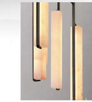 Lámpara Colgante VEKO de Alabastro, Mármol y Cobre, para Mesita de Noche, Iluminación de Techo