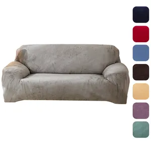 Vendita all'ingrosso copertura set divano di colore crema-Fodera per divano High Baltch in peluche tutte le coperture spesse tutte le fodere in tessuto per tre persone in puro colore