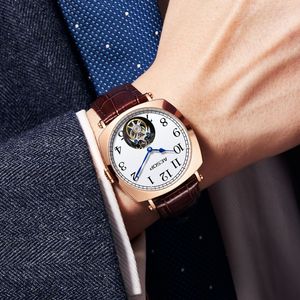 Montre mécanique pour homme AESOP Flying Tourbillon, cadran squelette, bracelet en cuir de luxe - Product Image 5