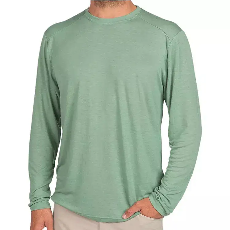 OEM Organic bamboo t shirt men long sleeve wholesale Eco-Friendly Plus size Custom graphic printed men's shirt