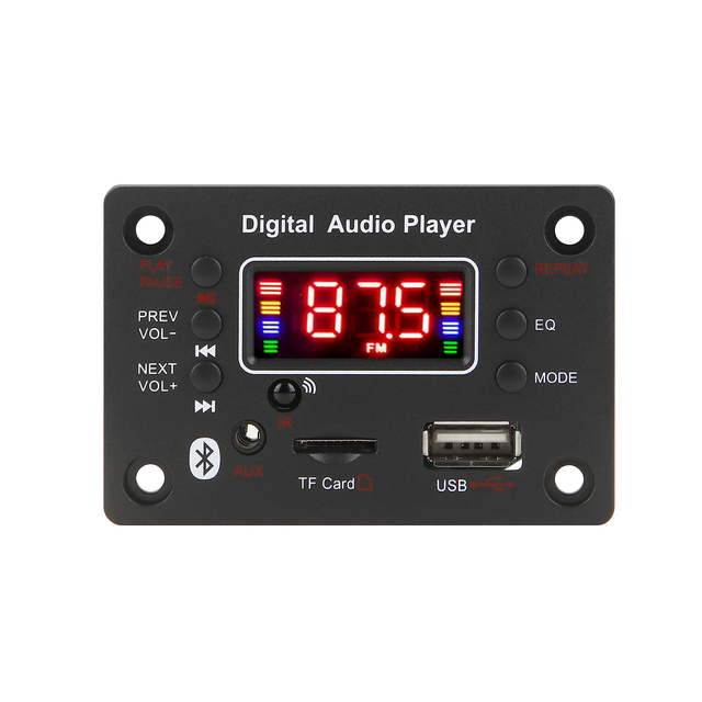 50W DIY Amplifier Bluetooth 5.0 Decoder Board 12V Microphone FM Radio TF USB AUX Car Audio Music Player Speakers Volume Control