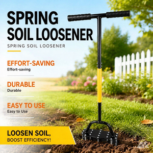 Manual Soil Loosener Lawn Aerator Carbon Steel Blade T-Handle Garden Cultivator for Lawn Edging - Product Image 1