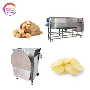 Potato Peeler Slicer Machine Potato Chip Cutter Vegetable Brush Washing Equipment Potato Peeling Cleaning Machine