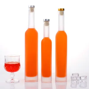Buz şarap cam şişe toptan fiyat T mantar ile 375ml 750ml rom brendi votka viski şişeleri