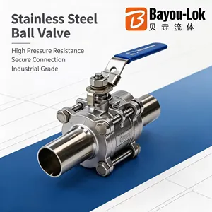 Three-piece Welded Ball Valve with Valve Fitting, Resistant to 3000 Psi Standard, Bidirectional, SS316, 1/8, 1/4, 3/8, 1/2