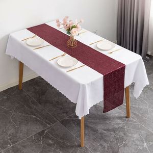 Luxury Glitter Rectangle Dark Gold Sequin Round Tablecloth for Wedding Party Decoration <b>Table</b> <b>Runner</b> Party - Product Image 2
