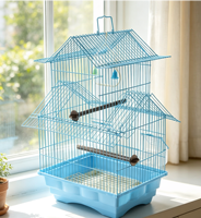 Cage à oiseaux multi-voûtes bien équipée, portable, avec poignée supérieure, jouet balançoire cloche, perchoirs en métal et plastique, plateau en plastique amovible, simple