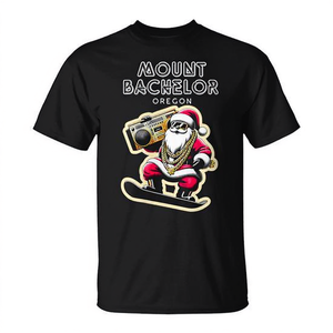 Mount Bachelor Oregon Ski Santa T-shirt con design natalizio, taglia unisex per adulti - Product Image 2