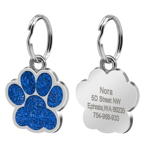 Alloy Metal Glitter Dog Tags Customizable Engravable Pet Accessories Empty Pendant Tags for Dogs Cats Logo-Themed <strong>Steel</strong> Pet Tags