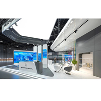 Stand en bois personnalisé d'occasion pour exposition Europe, États-Unis, Dubaï avec comptoir d'accueil – Service complet de conception et de construction professionnel