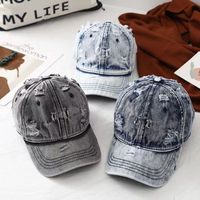 Casquette de baseball Y2K en jean délavé et déchiré, style vintage bleu, ajustable, pour homme, faible MOQ, personnalisable