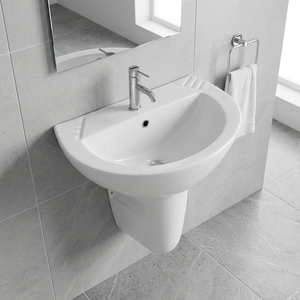 Vistaar Lotus – Lavabo sur pied ovale en céramique, design moderne pour salle de bain, équipement sanitaire - Product Image 5