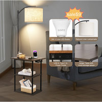 Lampadaire de table en forme de lampe en tissu avec port USB et type-c et charge ca