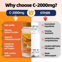 DUOZI C-2000mg Vitamine C Antioxydant Soutien Immunitaire Complément en Comprimés Végétalien Convient aux Végétariens GMP HACCP QS ISO Adulte