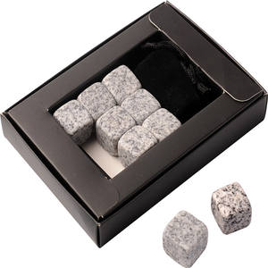 หินวิสกี้หินแกรนิตธรรมชาติทำความเย็นจินก้อนน้ำแข็ง9ชิ้นพร้อมถุงกำมะหยี่ในกล่องกระดาษ - Product Image 4