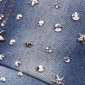 Four Seasons Fashion Shiny Soft Denim Image Style Unisex Sports <b>Baseball</b> <b>Cap</b> with Rhinestone Embroidery - Product Image 5