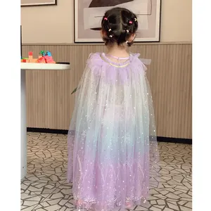 Yiyuan Customize Pink Butterfly In Stock Summer Children's Cloak Newest Baby Girl Cosplay peacock Cloak With Dress Capes