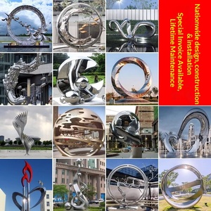 Custom-made Large Stainless Steel <b>Cartoon</b> Sculpture 8m Outdoor Use for Pavilions Campus Water Features Mirrored <b>Rings</b> Deer - Product Image 3