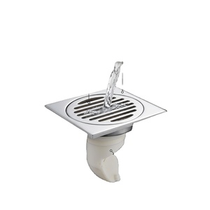 Desagüe de Piso Cuadrado de Acero Inoxidable de 5.5 Pulgadas, Pulido, Moderno, Anticorrosión, para Baño y Ducha, Conexión Roscada - Product Image 1