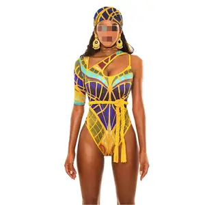 뜨거운 디자인 섹시한 붕대 수영복 디지털 인쇄 아프리카 스타일은 브라질 비키니 비치웨어 수영복 블랙 비키니