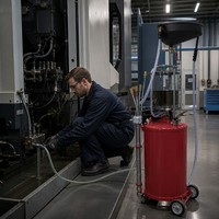Sistema Neumático de Gestión de Fluidos de 80L con Tanque de Vidrio Templado para Extracción de Aceites Corrosivos, Equipo para Talleres Industriales